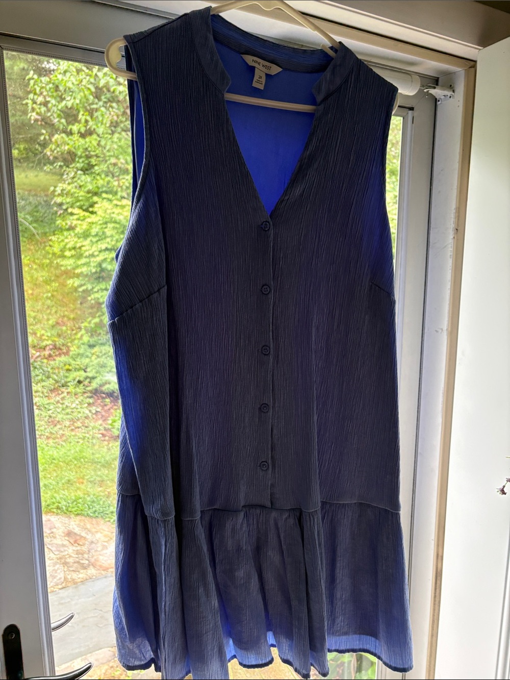 Nine West Sleeveless Button-Front Dress in Deep Blue